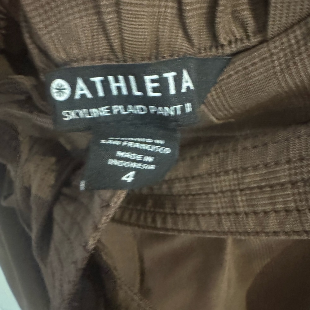 ATHLETA Women's Size 4 Skyline High Waisted Pants Brown Plaid Comfort Dress Pant - Picture 7 of 15